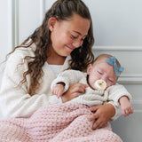 Waffle Knit Mini Blanket- Rosette