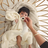 Organic Knit Swaddle Blanket: Sky Blue