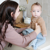 Waffle Knit Mini Blanket- Rosette