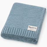 Organic Knit Swaddle Blanket: Sky Blue