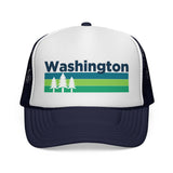 Kids Washington Retro Trees Youth Trucker Hat: Dark Navy / Youth