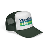 Kids Washington Retro Trees Youth Trucker Hat: Dark Navy / Youth