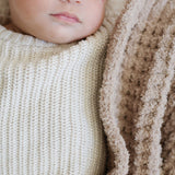 Waffle Knit Mini Blanket- Rosette