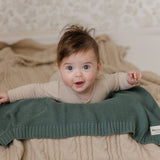 Organic Knit Swaddle Blanket: Hunter Green