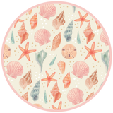 Sandy Seashells Pink Reversible Beach Baby Bucket Hat: Beige/Multi