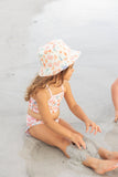 Sandy Seashells Pink Reversible Beach Baby Bucket Hat: Beige/Multi