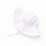 White Seersucker Sunhat UPF 50+ with Adjustable Strap