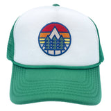 Kids Mountain Trucker Hat Retro: Forest Green/White