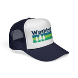 Kids Washington Retro Trees Youth Trucker Hat: Dark Navy / Youth