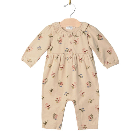 Frill Collar Romper- Mushrooms