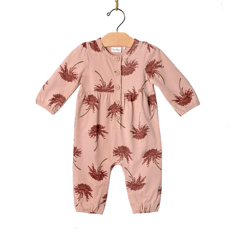 Henley Long Leg Romper- Chrysanthemum