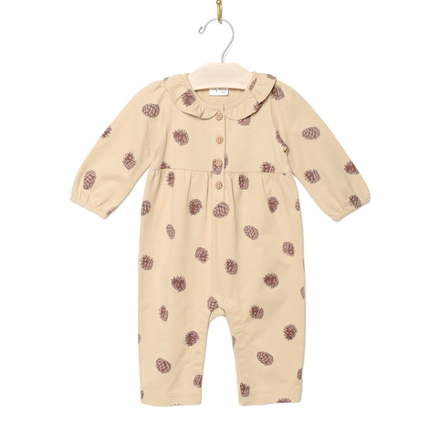 Frill Collar Romper- Pinecones
