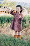 Frill Collar Dress- Plum Birds