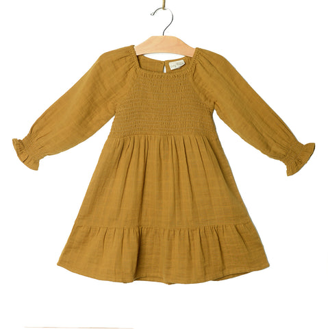 Smocked Dress- Bronze