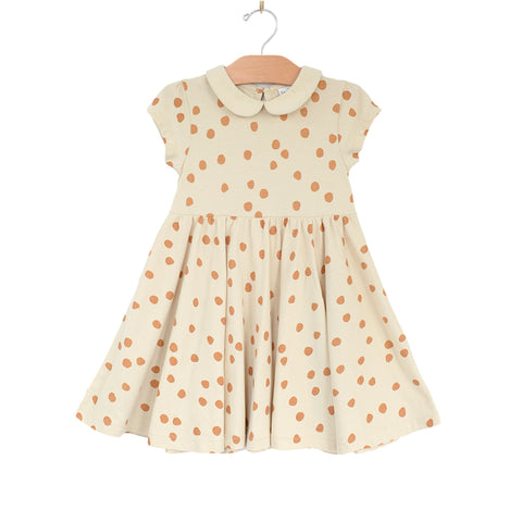 Collar Twirl Dress- Saffron Dots