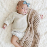 Waffle Knit Mini Blanket- Rosette