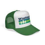Kids Washington Retro Trees Youth Trucker Hat: Dark Navy / Youth
