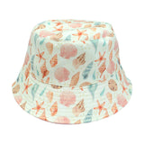 Sandy Seashells Pink Reversible Beach Baby Bucket Hat: Beige/Multi