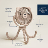 Itzy Breeze Stroller Fan: Taupe