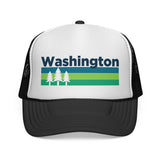 Kids Washington Retro Trees Youth Trucker Hat: Dark Navy / Youth
