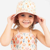 Sandy Seashells Pink Reversible Beach Baby Bucket Hat: Beige/Multi