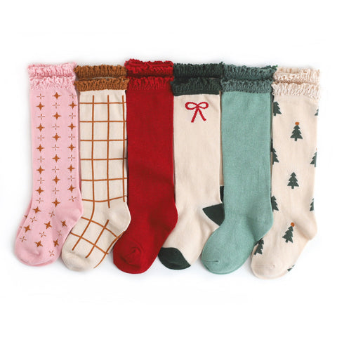 Lace Top Knee High Socks - Cozy Christmas Collection