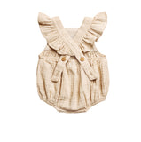 Cross Back Embroidered Romper - Cream