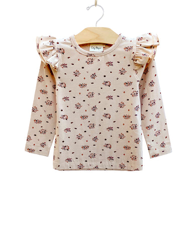 Flutter Sleeve Tee - Creme Brûlée Floral