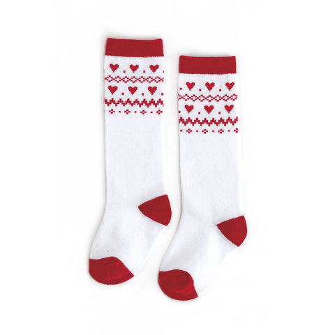 Knee High Socks - Fair Isle Hearts