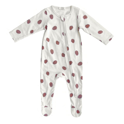 Footed Zip Romper - Pinecones