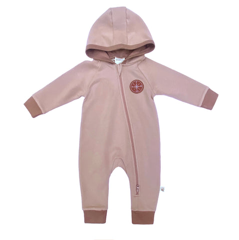 Light Sweat Hooded Zip Romper - Mauve
